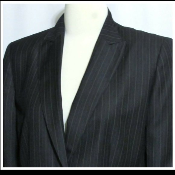 New KASPER Black & Brown Pinstripe Blazer Jacket10 - Picture 2 of 5